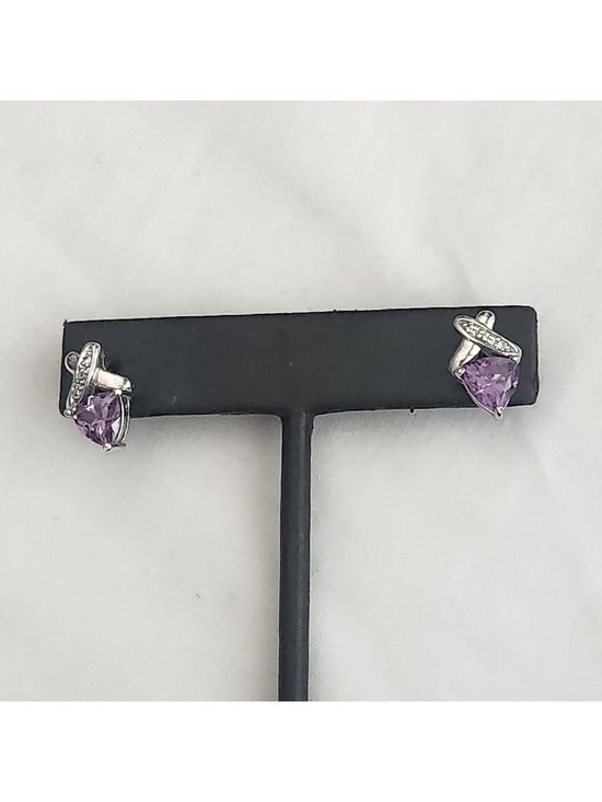 unbranded Jewelry - Trillian Genuine Amethyst with Diamonds Post Earrings